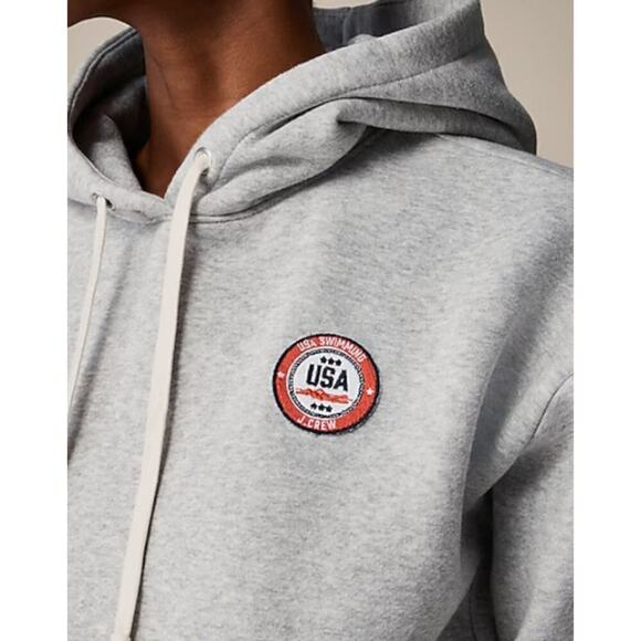 J.Crew Heritage Fleece Hoodie Limited Edition USA Swimming Gray Plus Size 2X - Picture 4 of 11